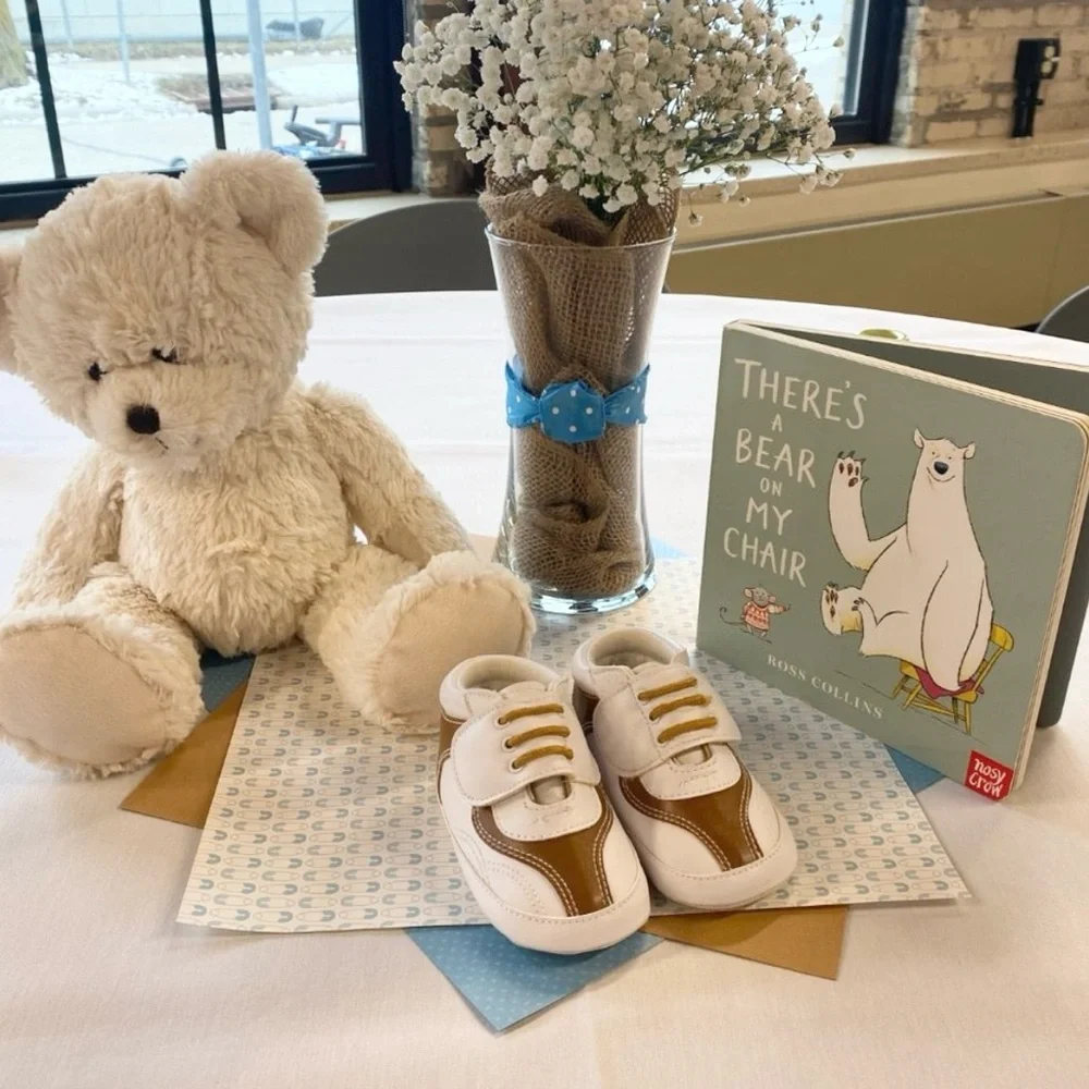 9 PAIR — Baby Shoes Brown Baby Shower Centerpiece Decor Pregnancy Announcement